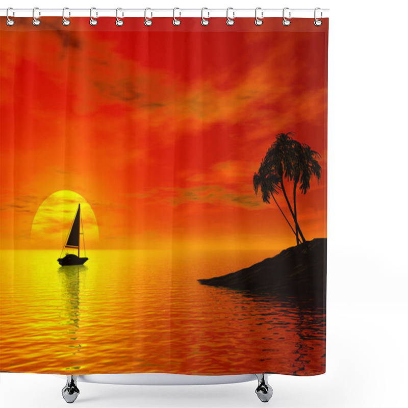 Personality  Tropic Sunset 3d Concept Shower Curtains