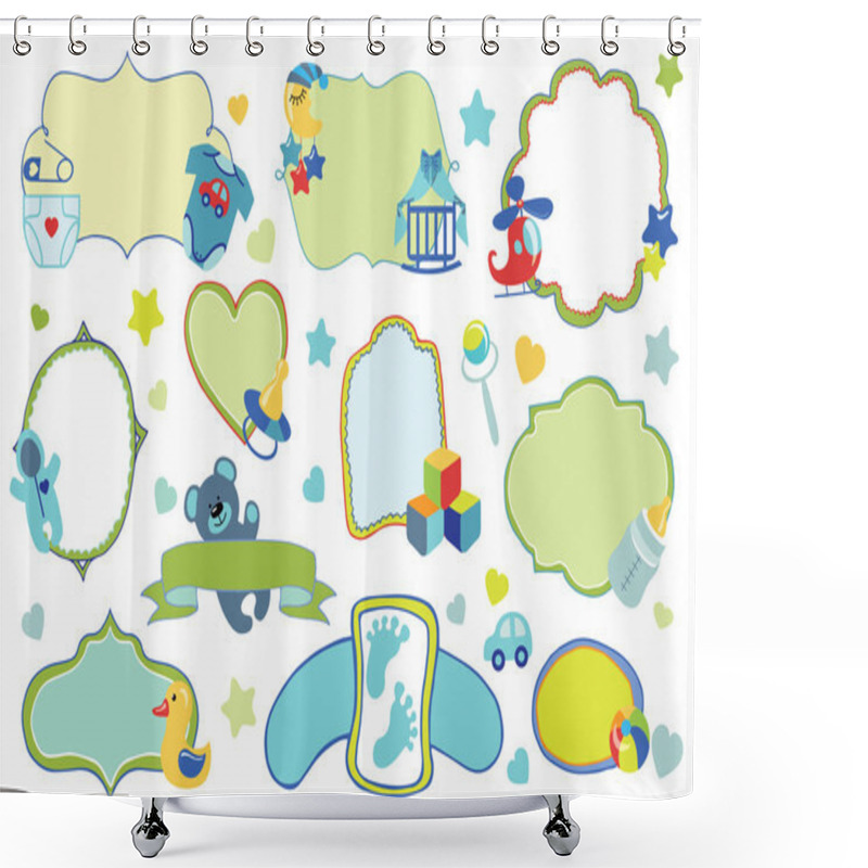 Personality  Newborn Baby Boy Badges Shower Curtains