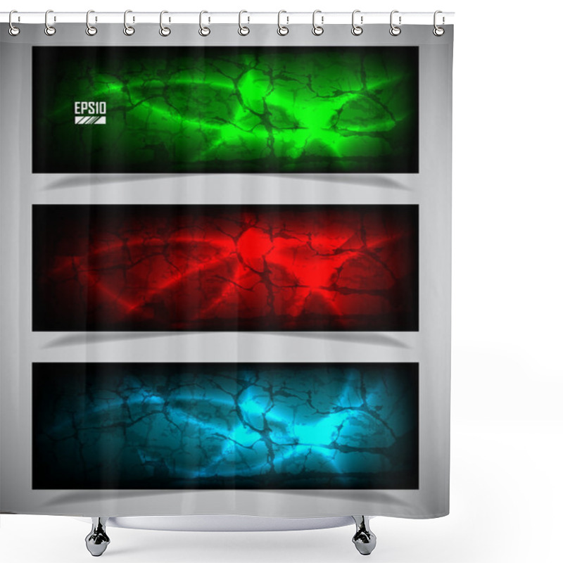 Personality  Set Of Vibrant Grunge Banners. Shower Curtains