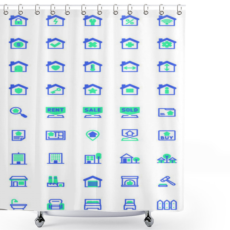 Personality  Real Estate Vector Icons Set Shower Curtains