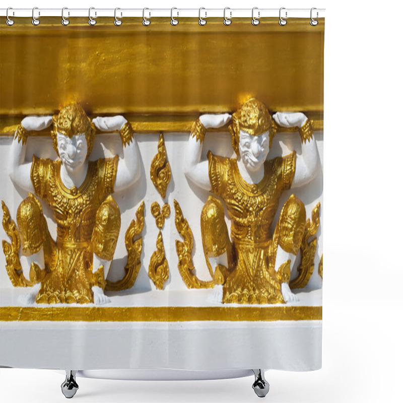 Personality  Thai Art Style On Wall, Take Photo From Temple In Ubon Ratchathani, Thailand Shower Curtains