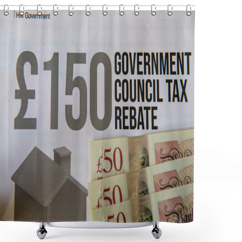 Personality  The UK Government Council Tax Rebate To Help Lower Income Household To Cope With The Rising Cost Of Energy Bills And Cost Of Living. Shower Curtains