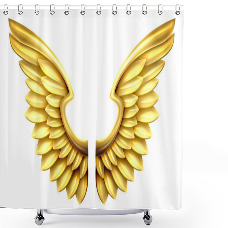 Personality  Metal Gold Wings Shower Curtains