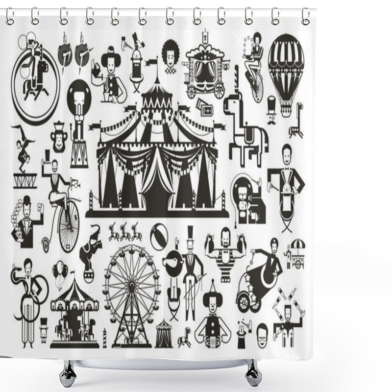 Personality  Circus Set Of Icons Shower Curtains