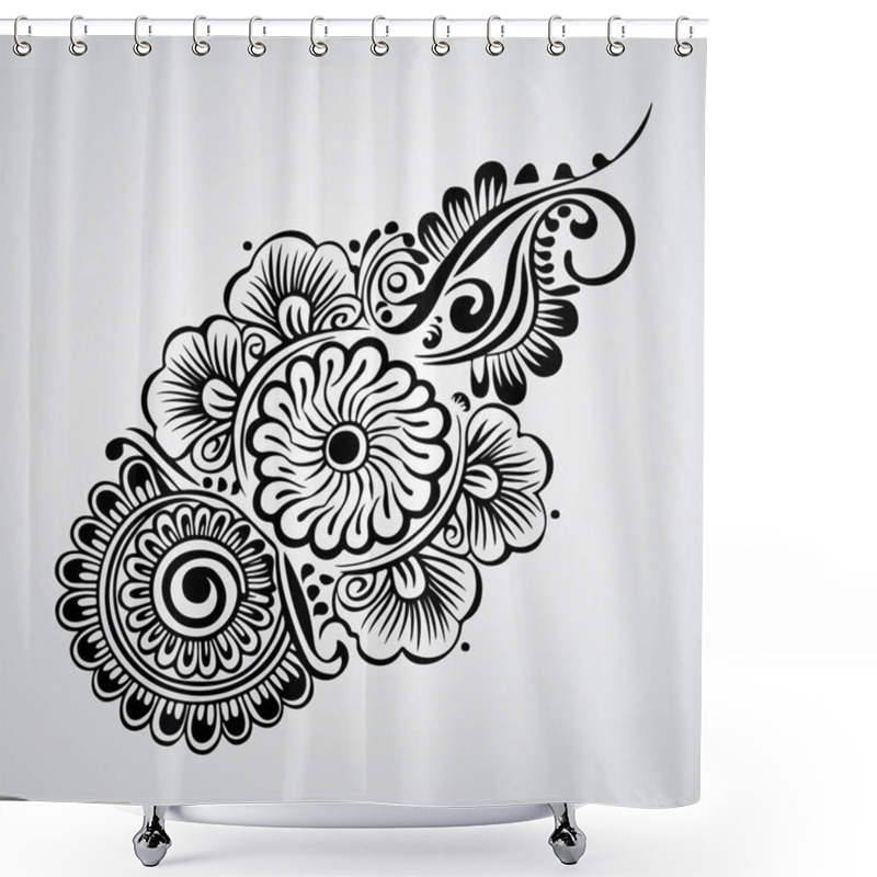 Personality  A Hand Drawn Illustration Floral Ornament With Flowers And Leaves Shower Curtains