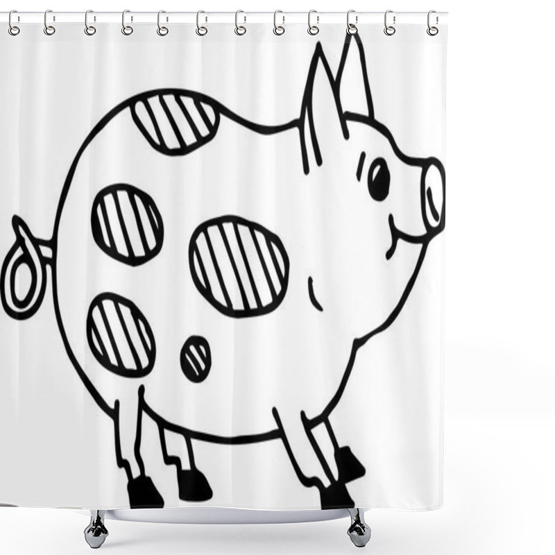 Personality  Cute Pig. Simple Flat Style. For Painting Shower Curtains