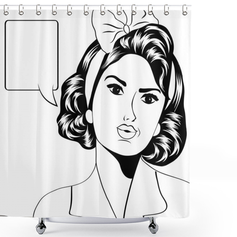 Personality  Cute Retro Woman In Comics Style Shower Curtains