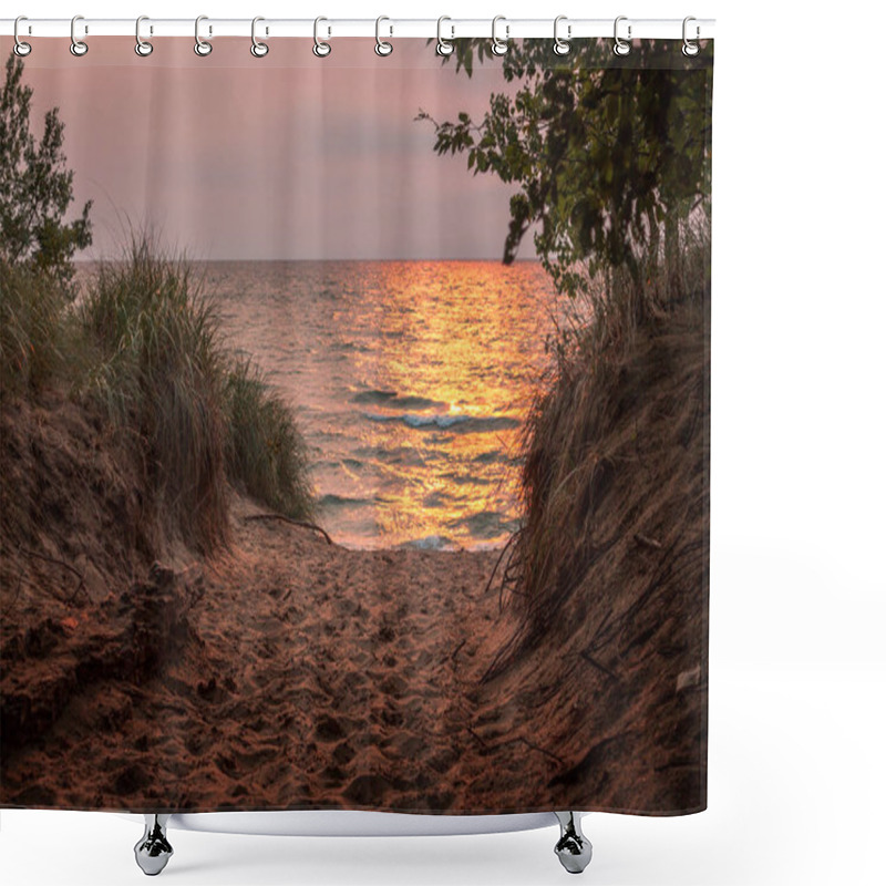 Personality  Sunset On Lake Michigan Shot From The Dunes Of Saugatuck Michigan Shower Curtains