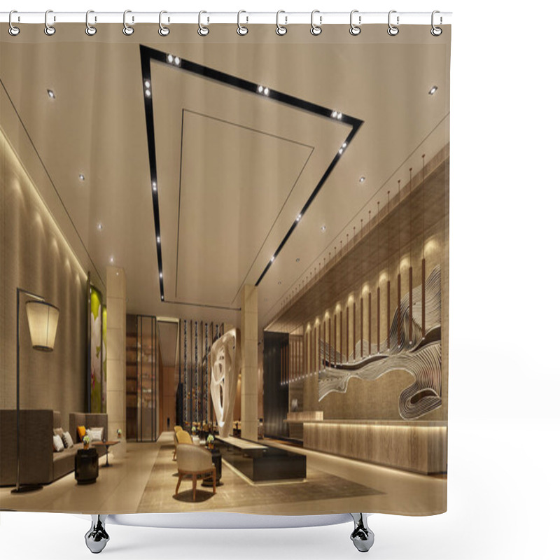 Personality  Rendering Empty Lobby Interior.  Shower Curtains