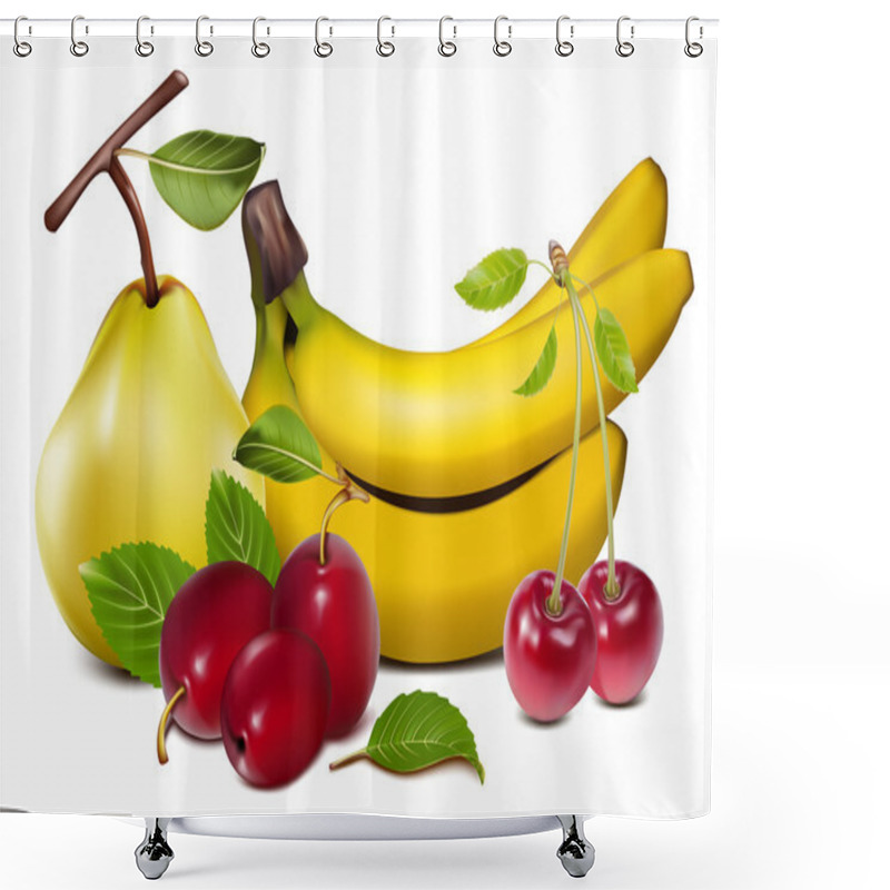 Personality  Photorealistic Vector Fruits Shower Curtains