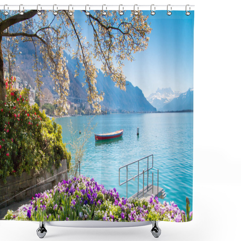 Personality  Montreux Riviera Of Lake Geneva Shower Curtains