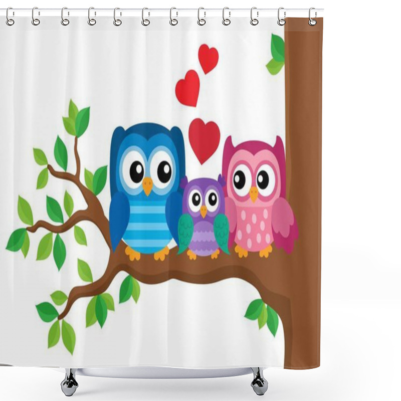 Personality  Owl Family Theme Image 2 Shower Curtains