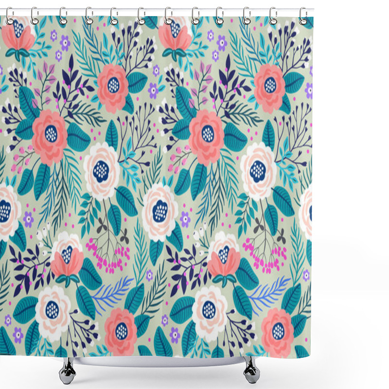 Personality   Amazing Seamless Floral Pattern  Shower Curtains