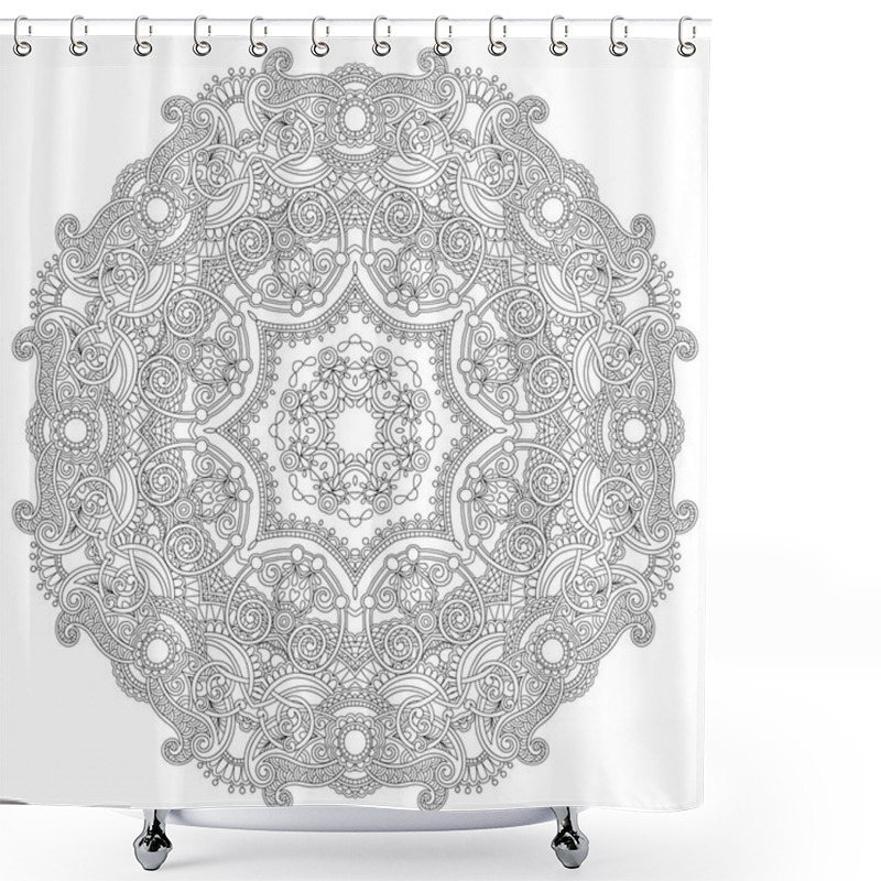 Personality  Circle Lace Ornament, Round Ornamental Geometric Doily Pattern Shower Curtains