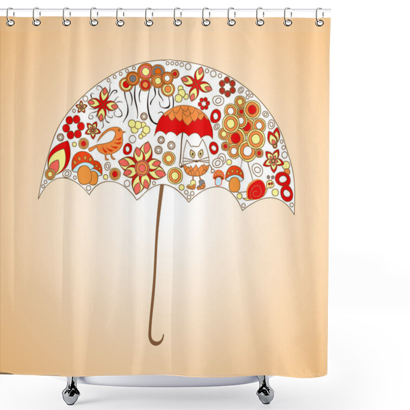 Personality  Autumn Background. Isolated Art Umbrella. Stock Vector Illustra Shower Curtains