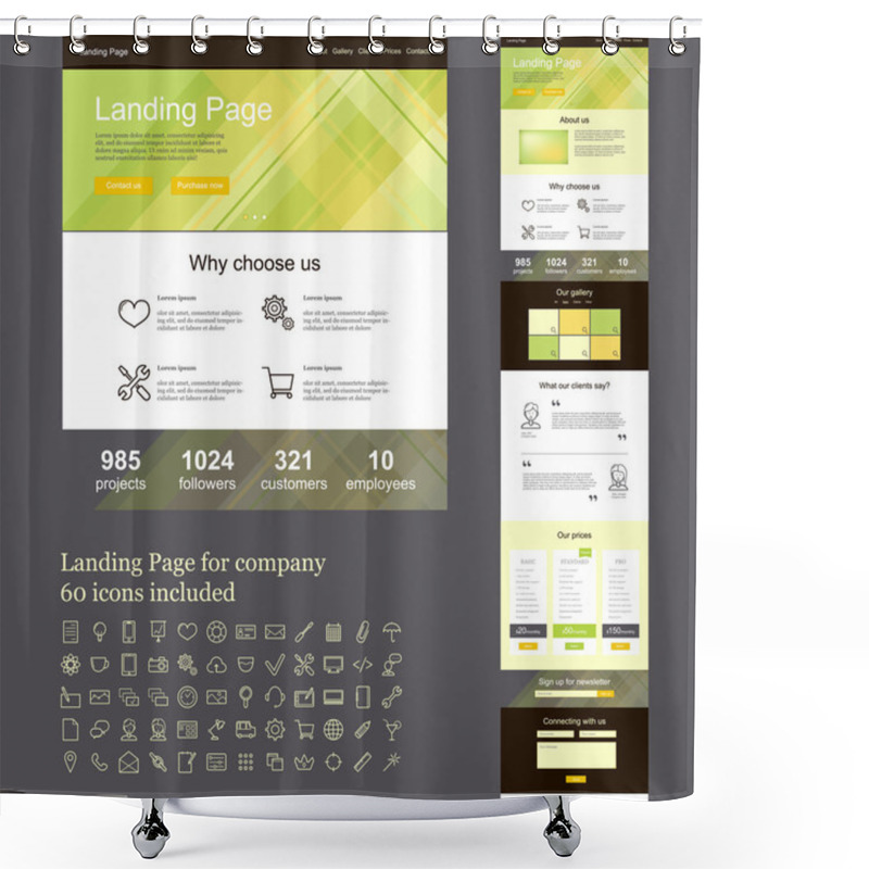 Personality  One Page Web Site For Company Shower Curtains