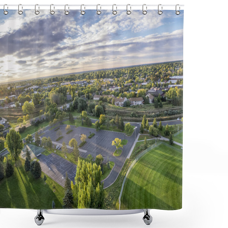 Personality  Aerial View Of Basketball Courts Shower Curtains