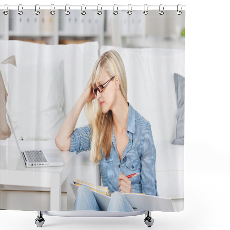 Personality  Studying Woman Shower Curtains