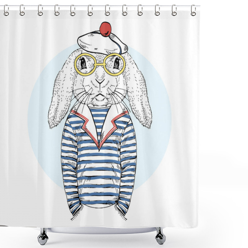 Personality  Cute Bunny Sailor Shower Curtains