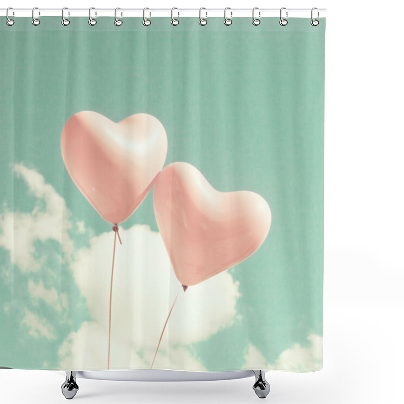 Personality  Love Balloons On Mint Sky Shower Curtains