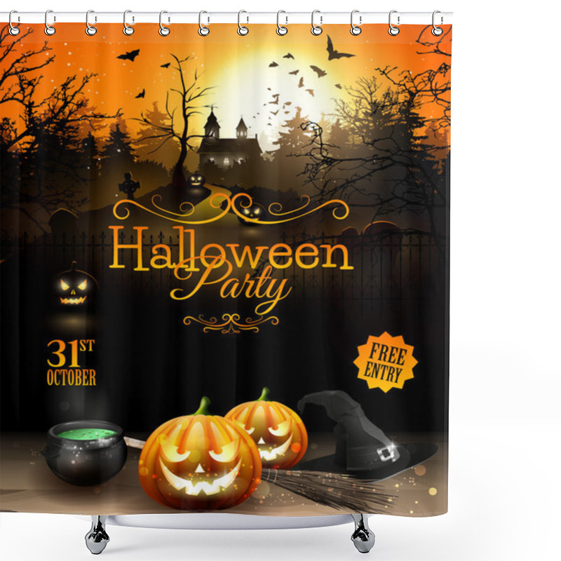 Personality  Halloween Party Flyer Shower Curtains