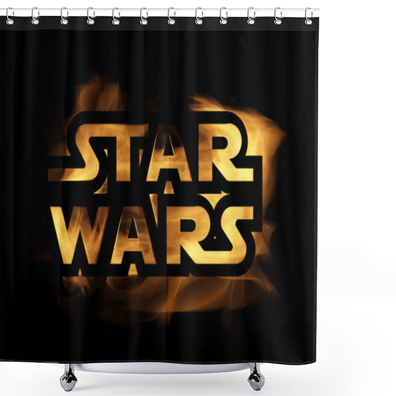 Personality  Yellow Burning Flames Effect On Star Wars Icon Logo Against Blac Shower Curtains