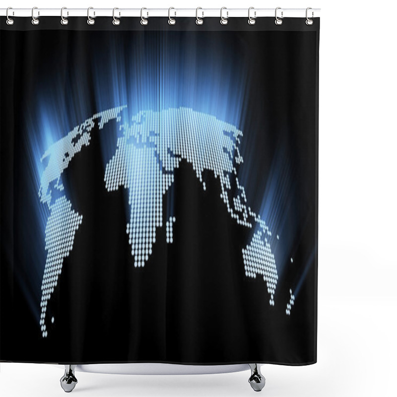 Personality  Glowing Hi-tech World Map Shower Curtains