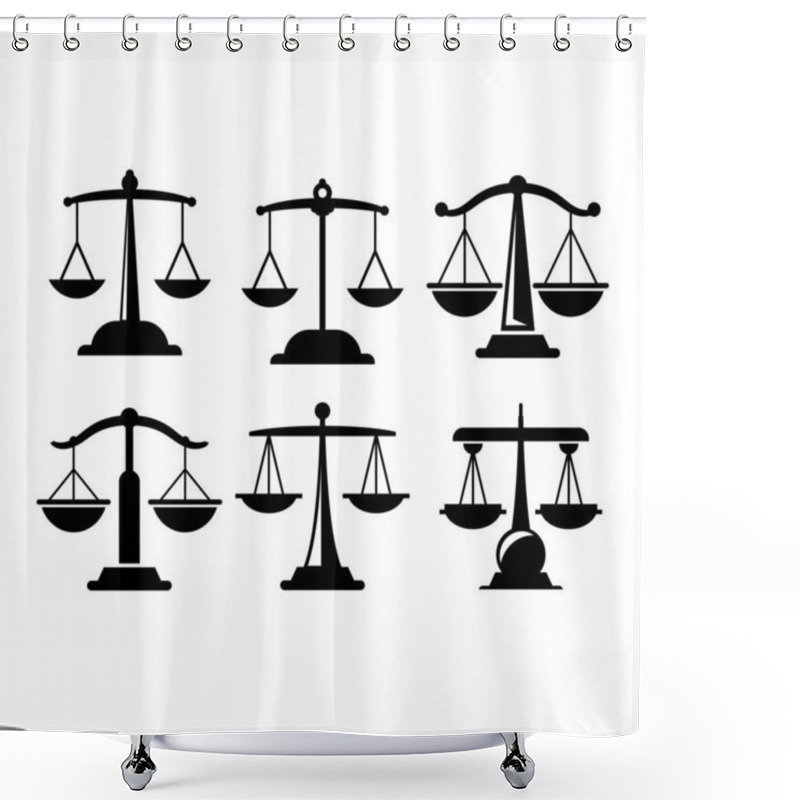 Personality  Justice Scale, Balance Scale Icons Set Shower Curtains