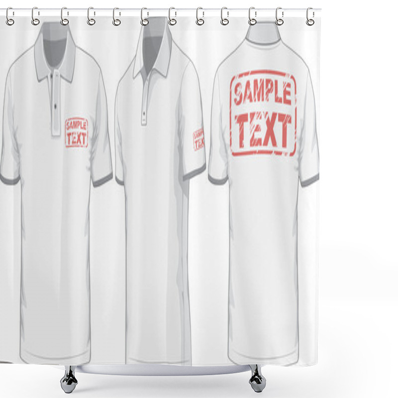 Personality  Front, Back And Side Views Of Polo-shirt. Vector Shower Curtains