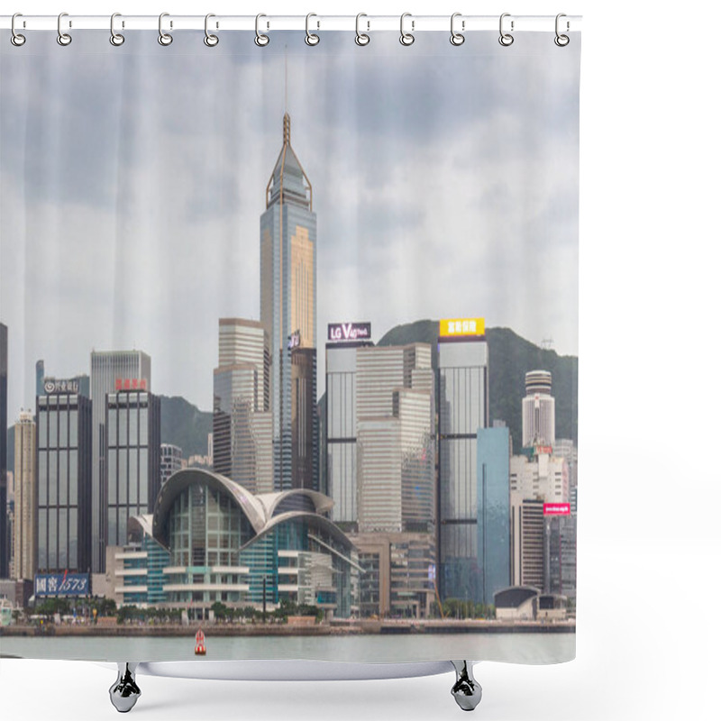 Personality  Skyline At Victoria Harbor In Hong Kong On A Cloudy Day. Shower Curtains