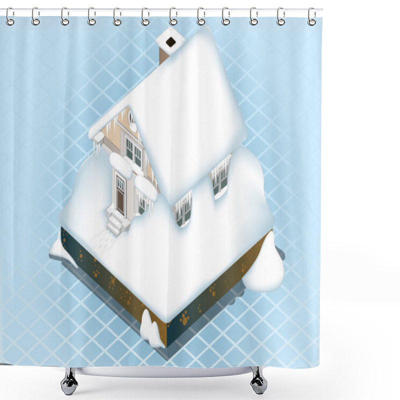 Personality  Isometric Very Hard Snow Capped House Shower Curtains