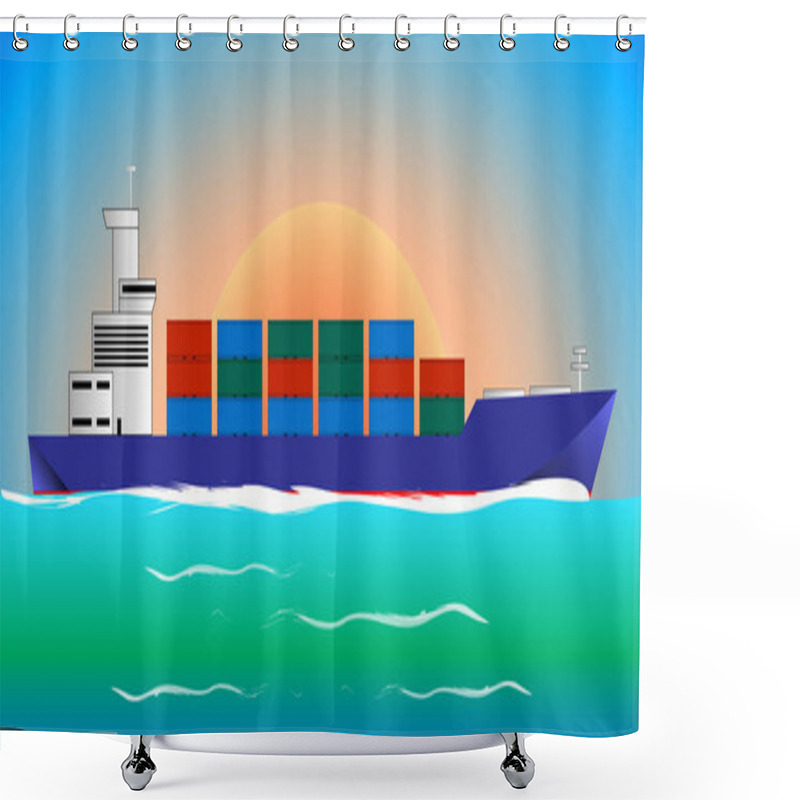 Personality  Sea Cargo Ship, Container Ship Shower Curtains