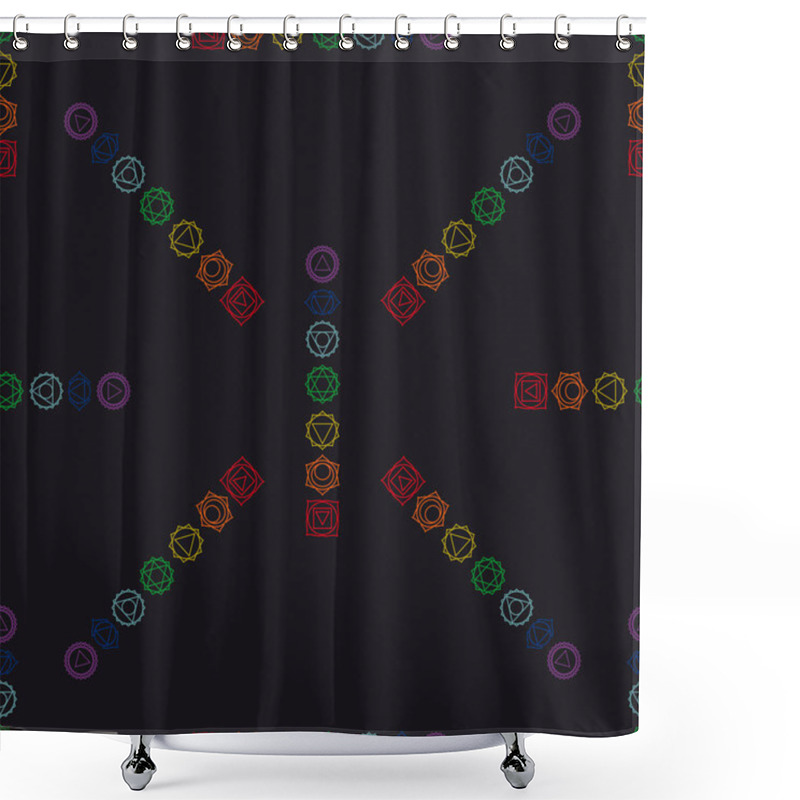 Personality  Abstract Geometric Background, Seven Human Chakras, Vector Seaml Shower Curtains