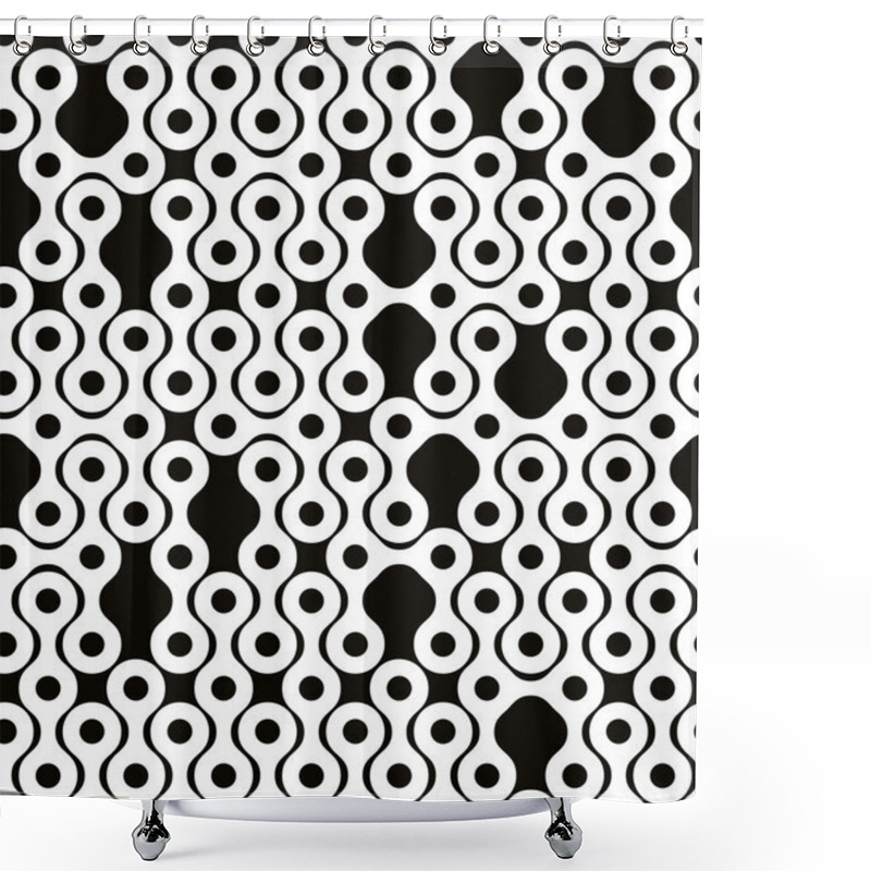 Personality  Abstract Geometric Black And White Background, Seamless Pattern, Shower Curtains