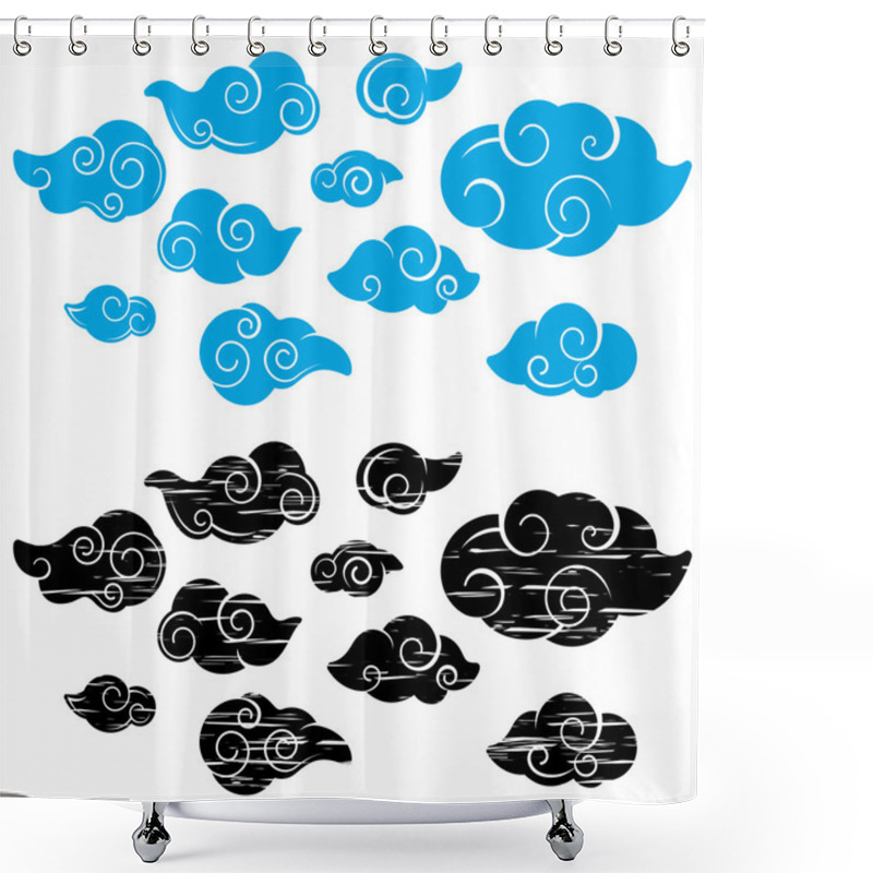 Personality  Chinese Style Cloud Illustration Shower Curtains