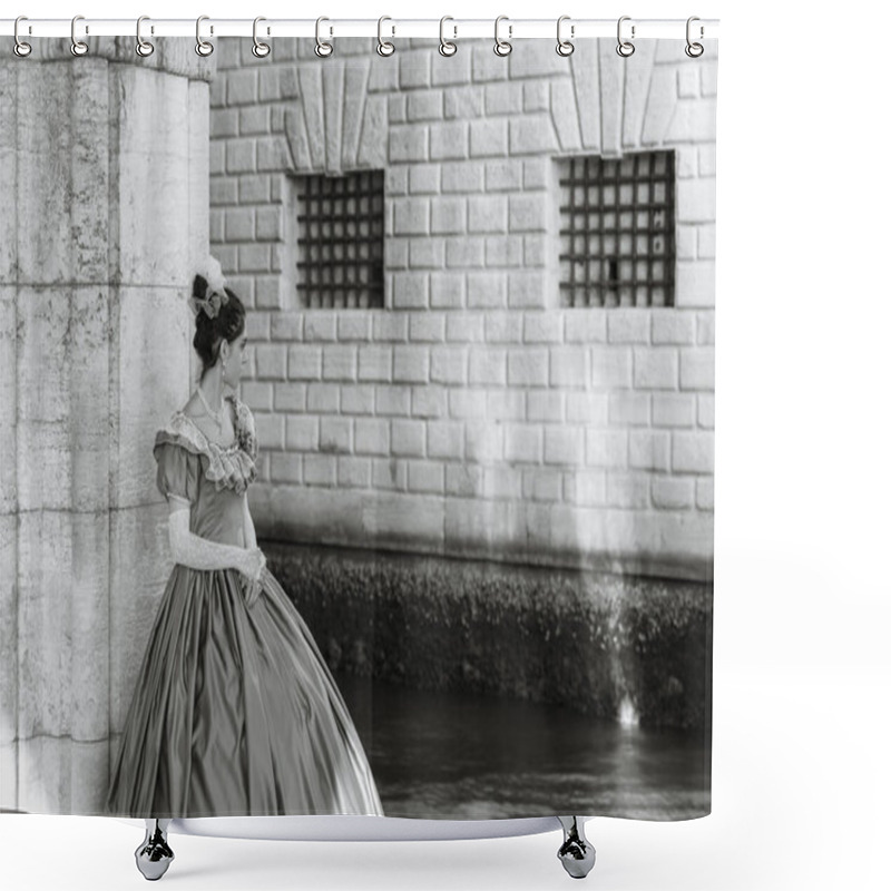 Personality  16 February 2019 - Venice, Italy: Street Of Beautiful Venice During Carnival Shower Curtains