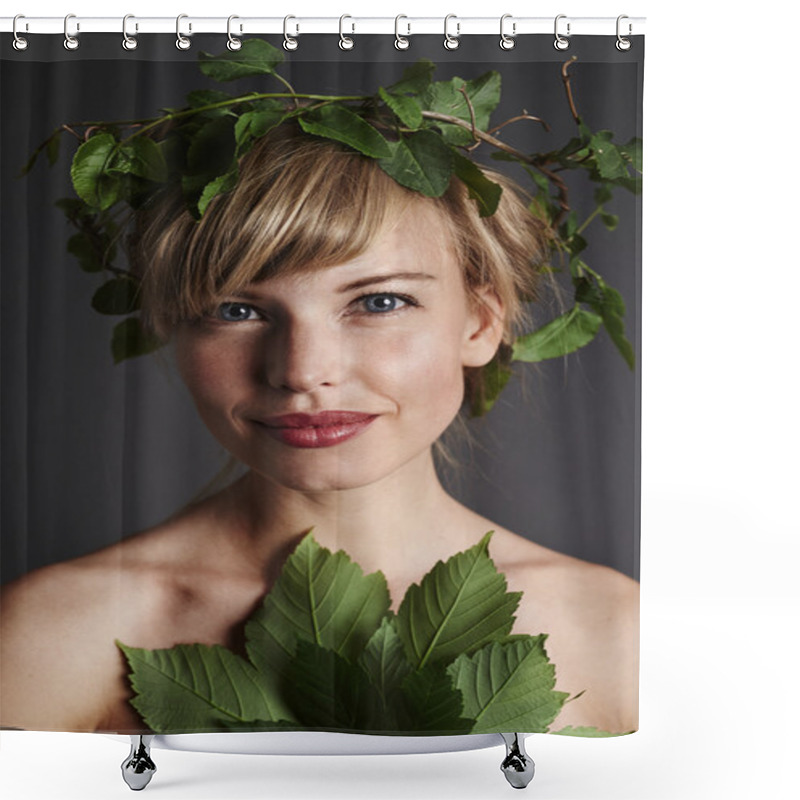 Personality  Blue Eyed Blond Wearing Ivy Shower Curtains