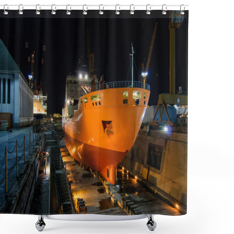 Personality  Ship In Dry Dock Shower Curtains