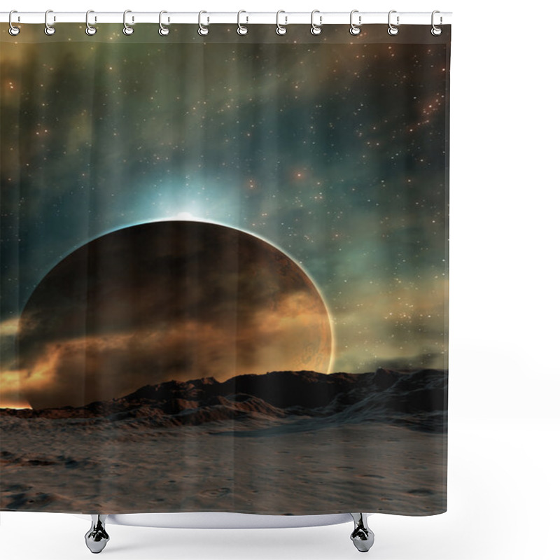 Personality  Digital 3D Illustration Of A Space Scene Shower Curtains