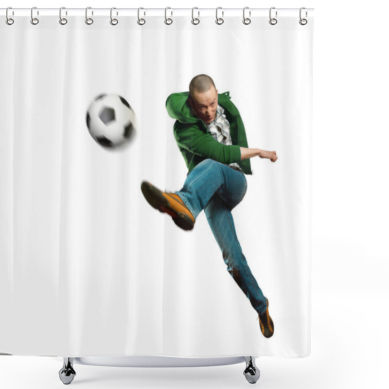 Personality  Asian Soccer Player Shower Curtains