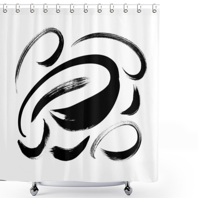 Personality  Black Paint Wavy Brush Strokes Vector Collection. Dirty Curved Lines And Wavy Brushstrokes.  Shower Curtains