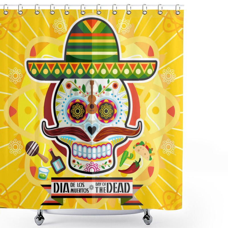 Personality  Dia De Los Muertos Day Of The Dead Skull Shower Curtains