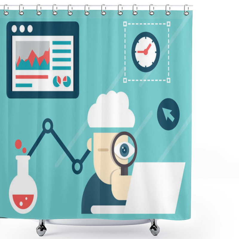 Personality  Vector Illustration Of Web Analytics Information And Development Website Statistic Shower Curtains