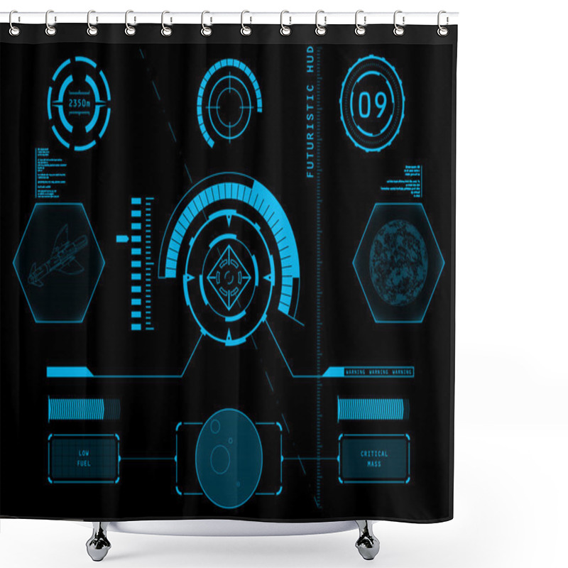 Personality  Futuristic User Interface HUD Shower Curtains