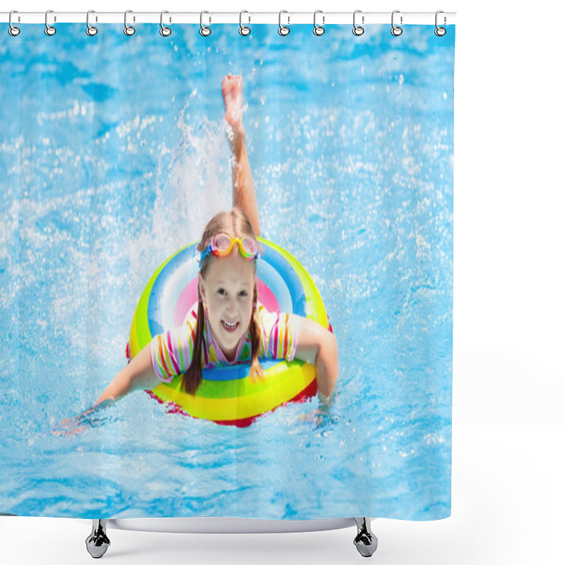 Personality  Child In Swimming Pool. Kids Swim. Water Play. Shower Curtains