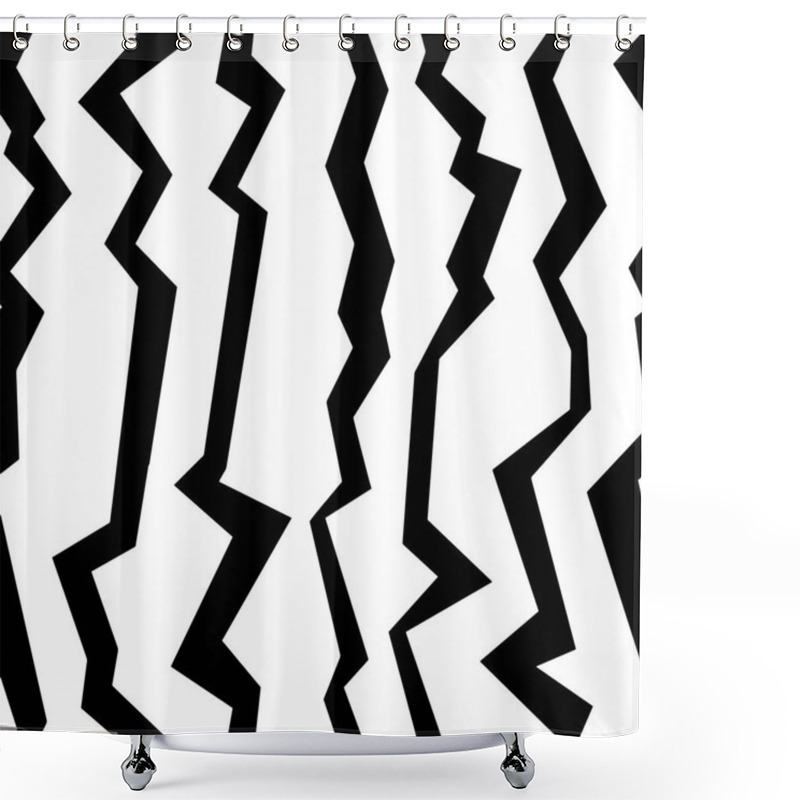 Personality  Seamless Abstract Pattern. Uneven Black Vertical Stripes On A White Background. Background For Wallpaper And Gift Wrapping. Shower Curtains