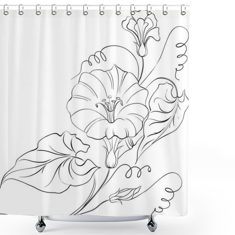 Personality  Bindweed Isolated On White. Vector Illustration. Shower Curtains