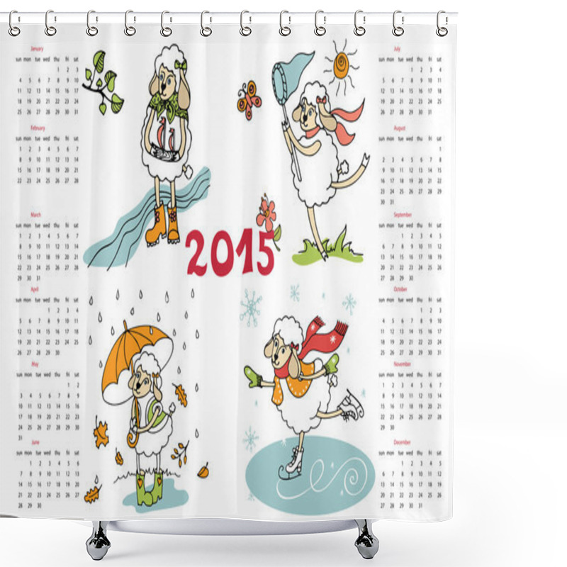 Personality  Calendar. Sheep In Time Of Year Shower Curtains