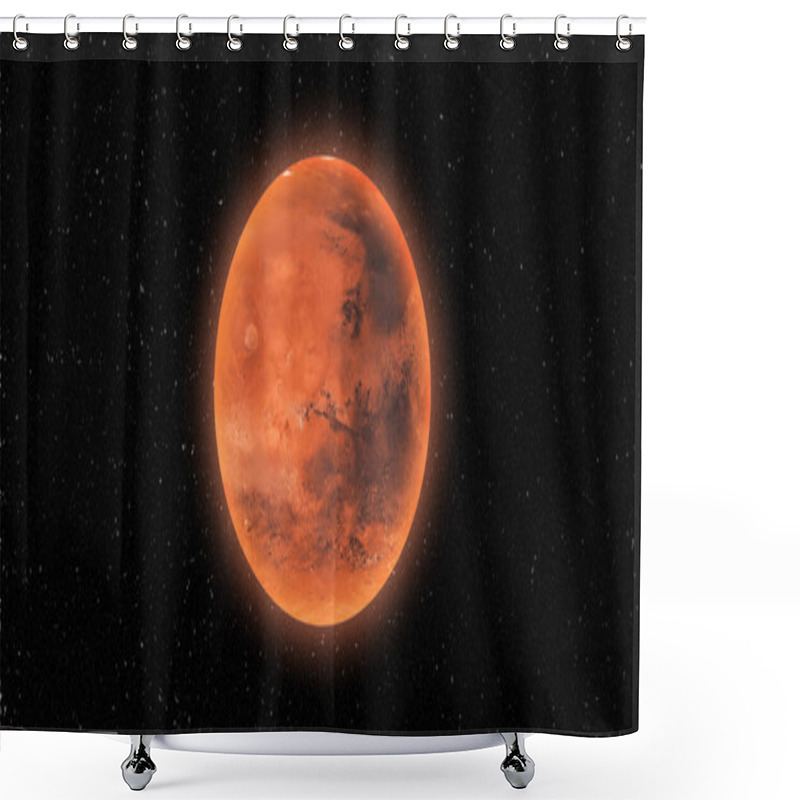 Personality  Spinning Planet Mars Isolate On Dark. Front View Of Mars Planet From Space. Full 3d View Of Mars 4k Resolution. Shower Curtains