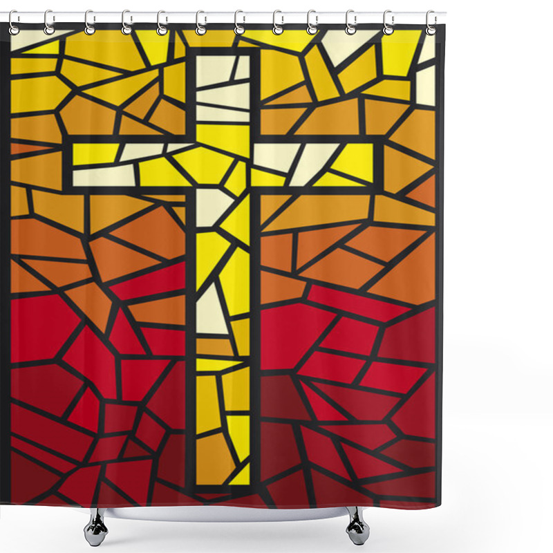 Personality  Stained Glass Cross Shower Curtains